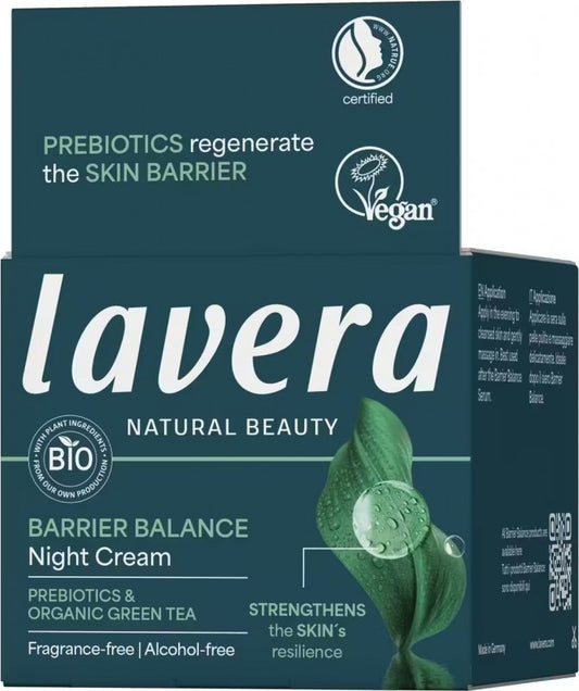 LAVERA Barrier Balance Cremă de Noapte Echilibrantă cu Prebiotice, fără Parfum și Alcool, 50 ml