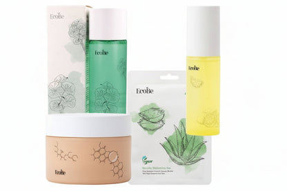 EcoBe Bright Tone Ritual-Pachet rutina coreeana luminozitate si uniformizare pete pigmentare, ten neuniform (4 produse)
