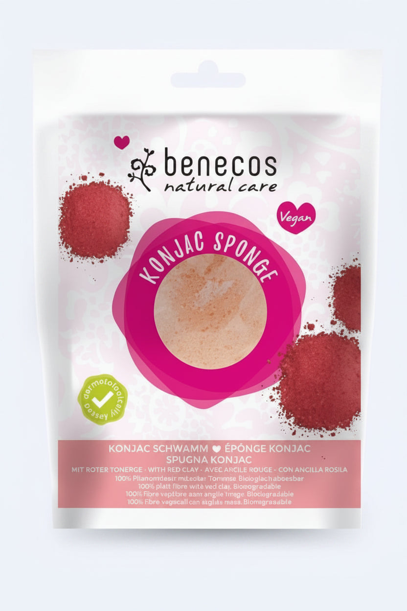 Burete Konjac cu argila rosie pentru ten sensibil - Benecos