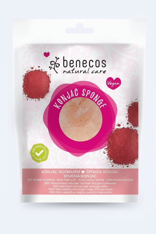 Burete Konjac cu argila rosie pentru ten sensibil - Benecos